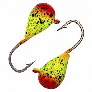 Капля с ушком d 4,0 мм, вес 1,1 гр, окраска св. зеленая с точками и красной каплей /10 шт/